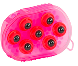Massagebürste für Pferde, Magnet, 7 Edelstahlwalzen, Noppen, rosa, 16 x 10 cm