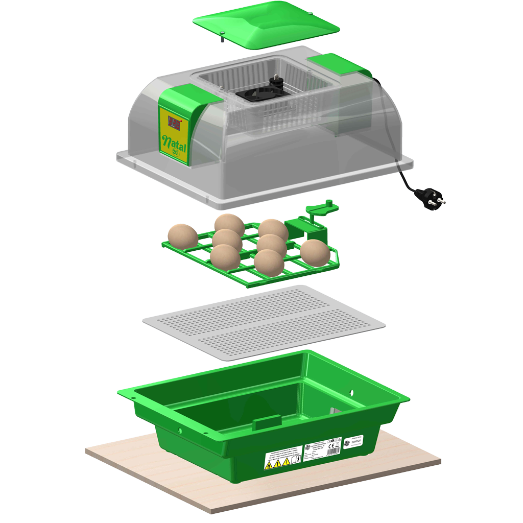 Zar Cudeyo Inkubator Natal 20, für 16 Geflügeleier, automatische Wendung, Umluft, 80 W