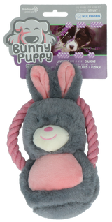 Hundespielzeug Kaninchen, Plüsch, Strickstoff, TPR-Gummi, mit Quietscher, Lavendelfüllung, für Welpen und kleine Hunde