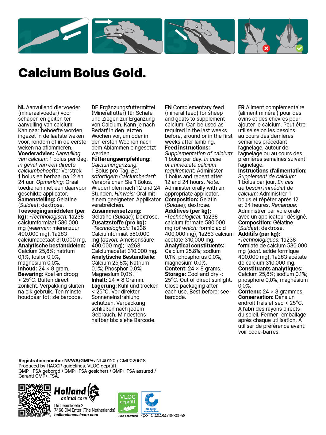 Excellent Calcium Bolus Gold für Schafe und Ziegen, 24 Stk