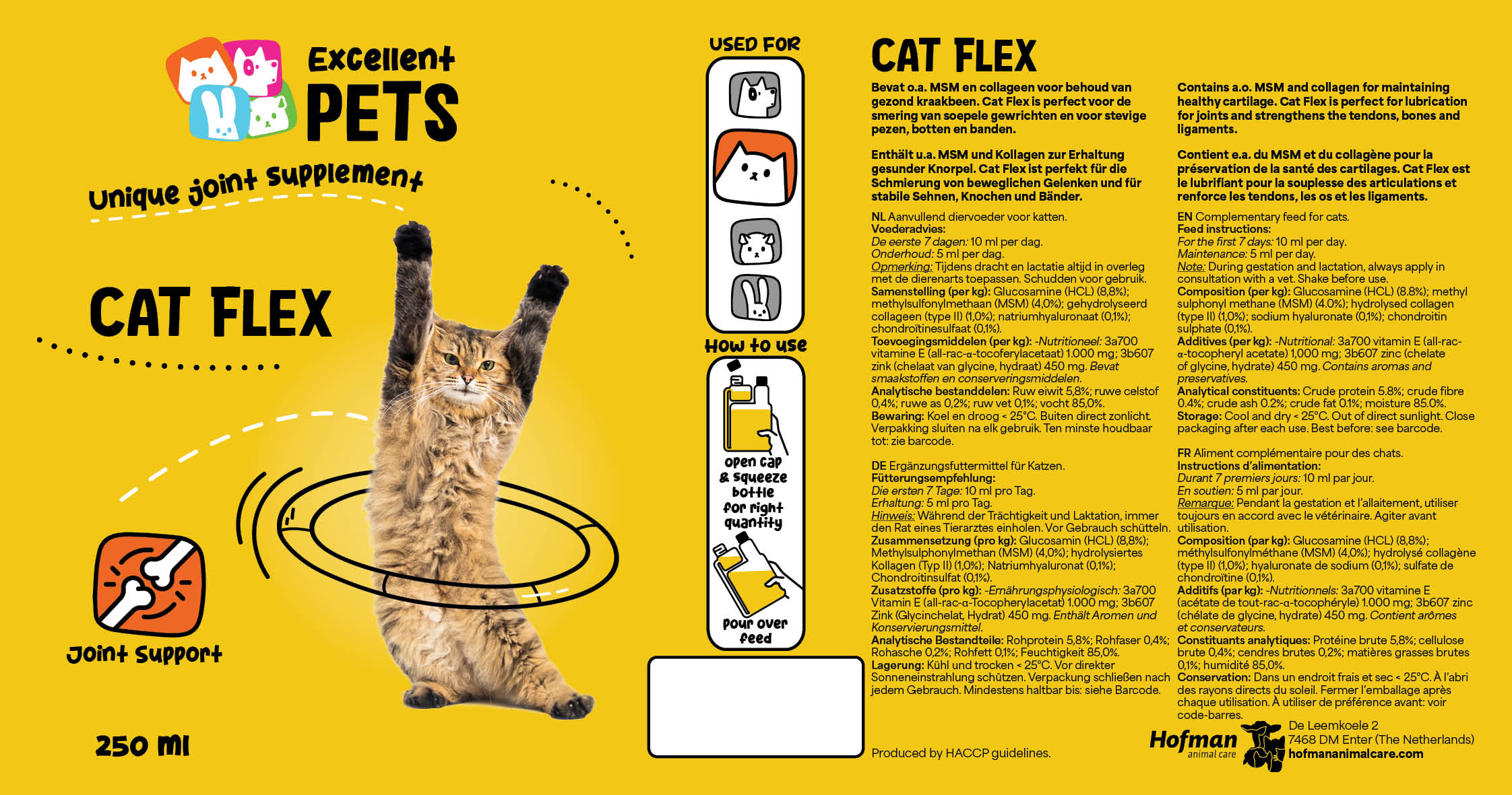 Excellent Pets Cat Flex, Ergänzungsfuttermittel Katze, Gelenke, 250 ml