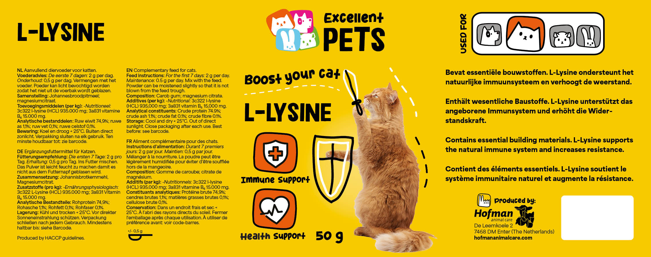Excellent Pets L-Lysin Pulver, Katzen, 50 g
