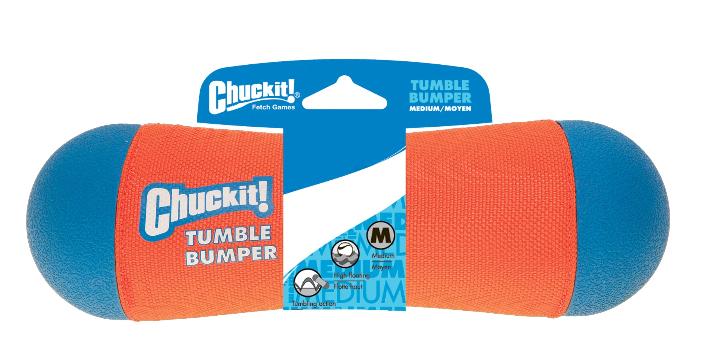 Chuckit! Tumble Bumper, Hundespielzeug, schwimmend, Größe M, Ø 6 x 21 cm