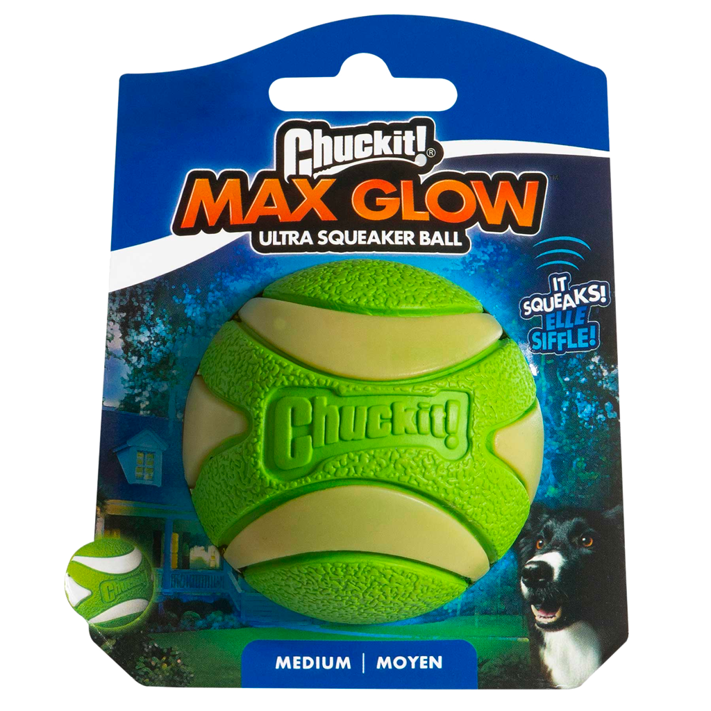 Chuckit! Hundeball, Max Glow Ultra Squeaker, Ø 6 cm