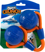 Chuckit Hundespielzeug Crunch Duo Tug, 2 Bälle Ø 6 cm, Seil 18 cm