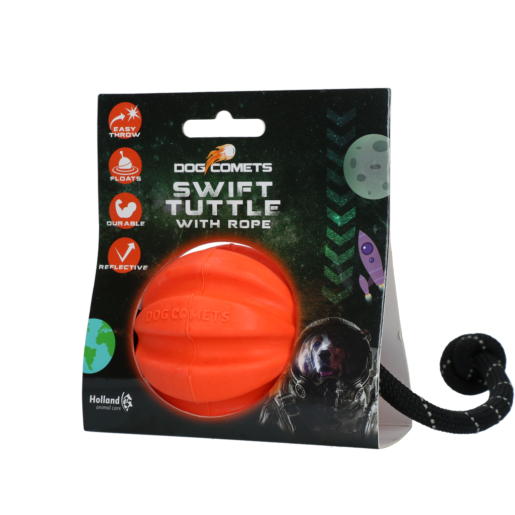 Dog Comets Hundespielzeug Swift Tuttle, mit Seil, Ø 6 cm, orange