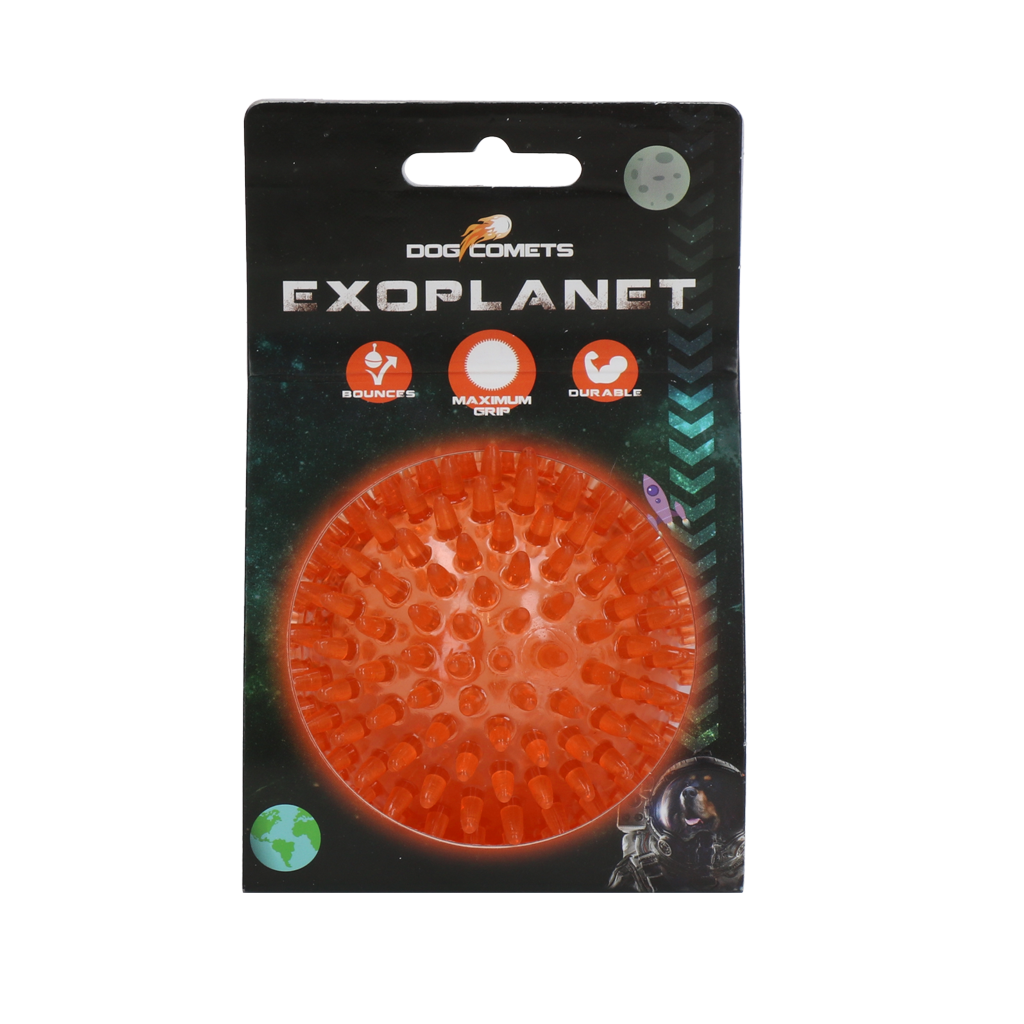 Dog Comets Igelball, Exoplanet, M, Orange, Ø 8 cm, mit Quietscher