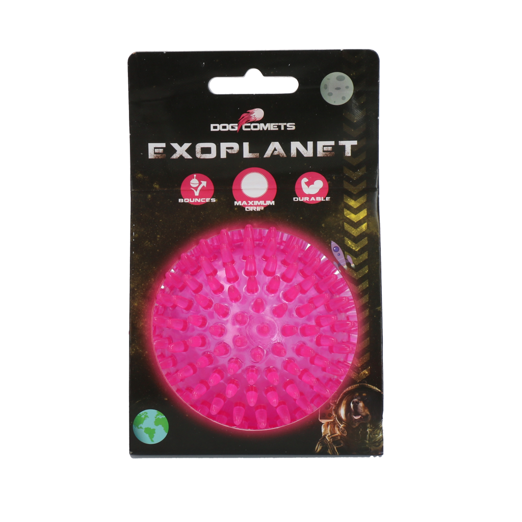 Dog Comets Igelball, M, Ø 8 cm, Rosa, mit Quietscher, schwimmfähig