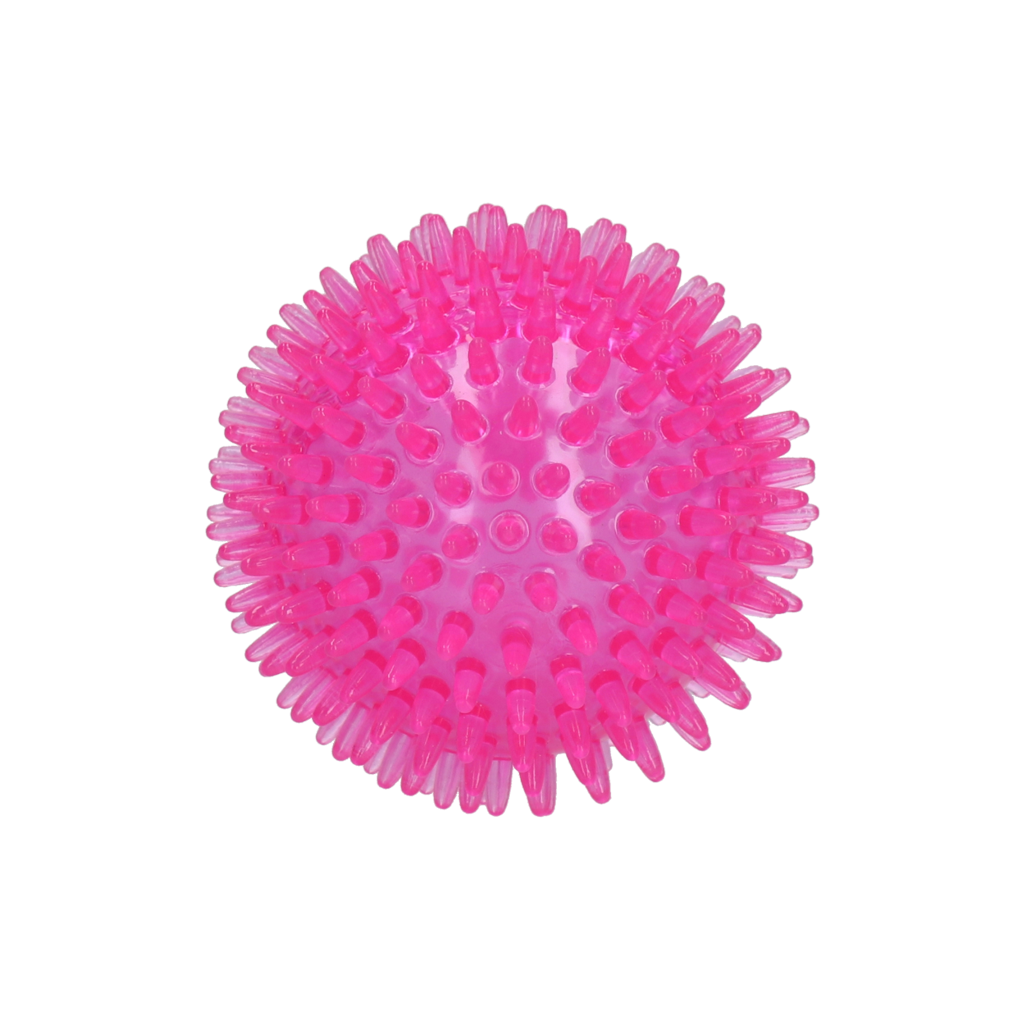 Dog Comets Igelball, M, Ø 8 cm, Rosa, mit Quietscher, schwimmfähig
