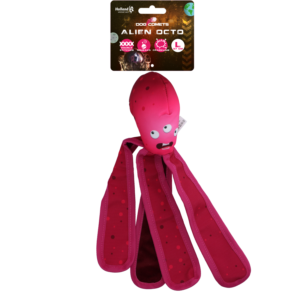 Dog Comets Hundespielzeug, Octo, L, 37 cm, rosa, schwimmfähig, mit Quietscher