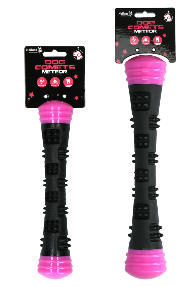 Dog Comets Wurfstock Gummi, mit Quietscher, L, 32 cm, rosa
