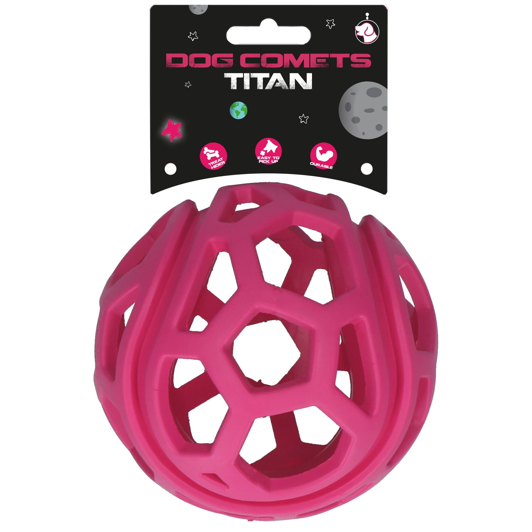 Dog Comets Hundespielzeug Titan, Naturgummi, Ø 11,5 cm, rosa