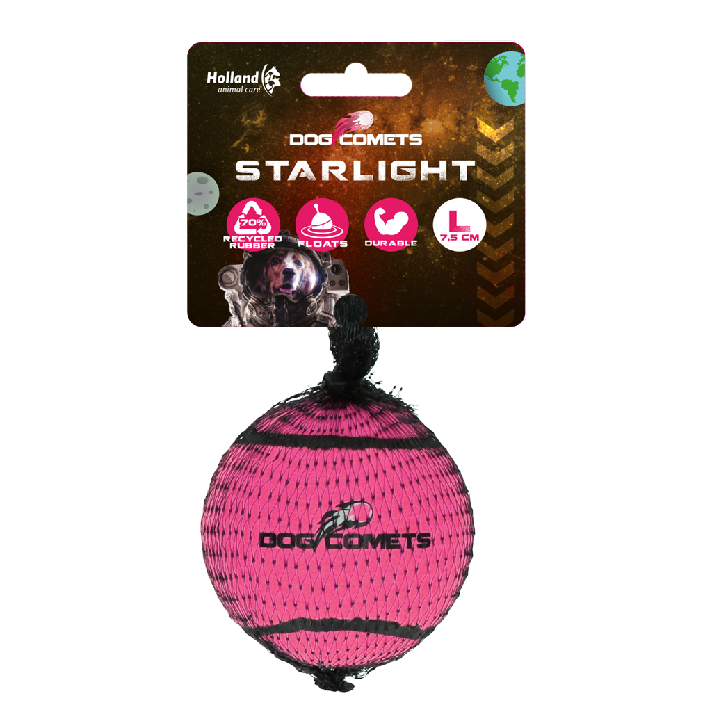Dog Comets Tennisball, Starlight, L, Ø 7,5 cm, rosa
