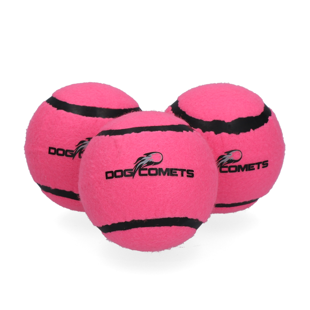 Dog Comets Tennisball mit Quietscher, M, Ø 6 cm, rosa, 3 Stk