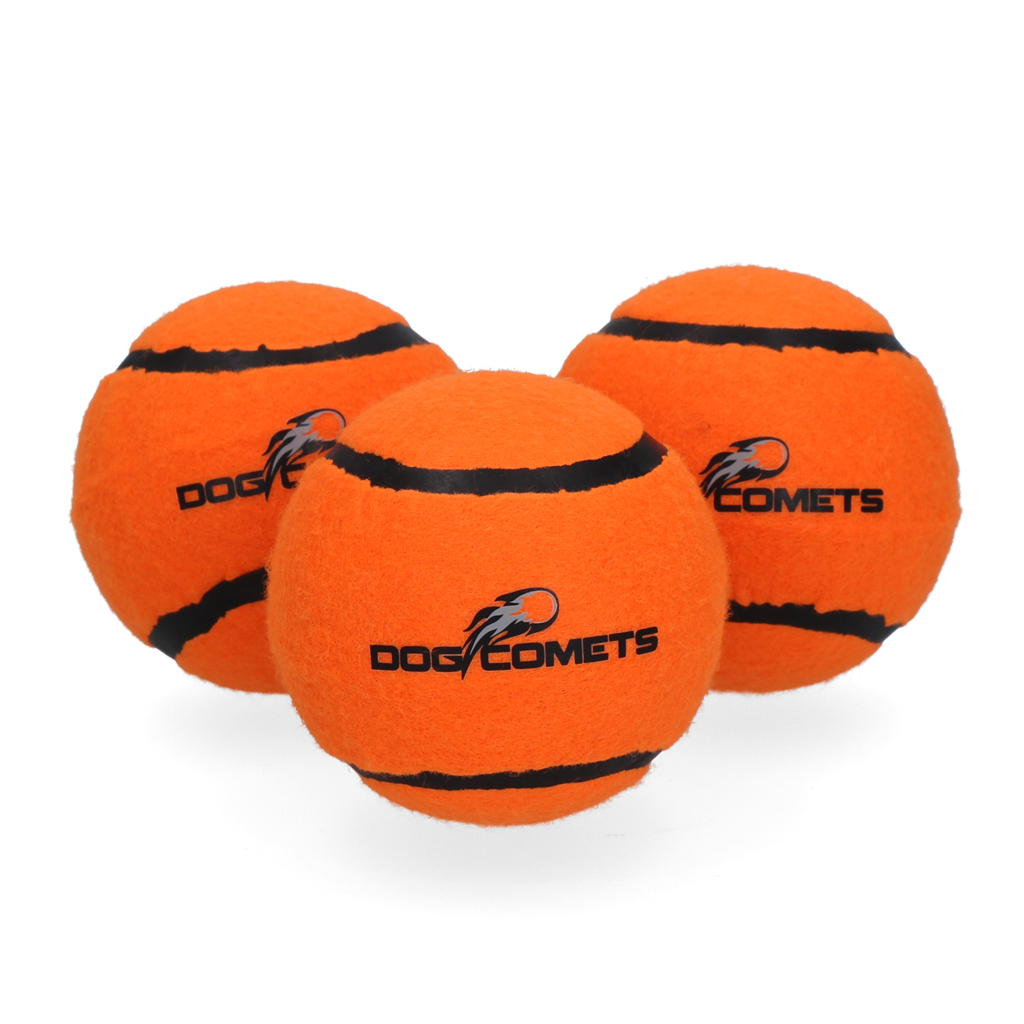 Dog Comets Tennisball mit Quietscher, M, Ø 6 cm, orange, 3 Stk