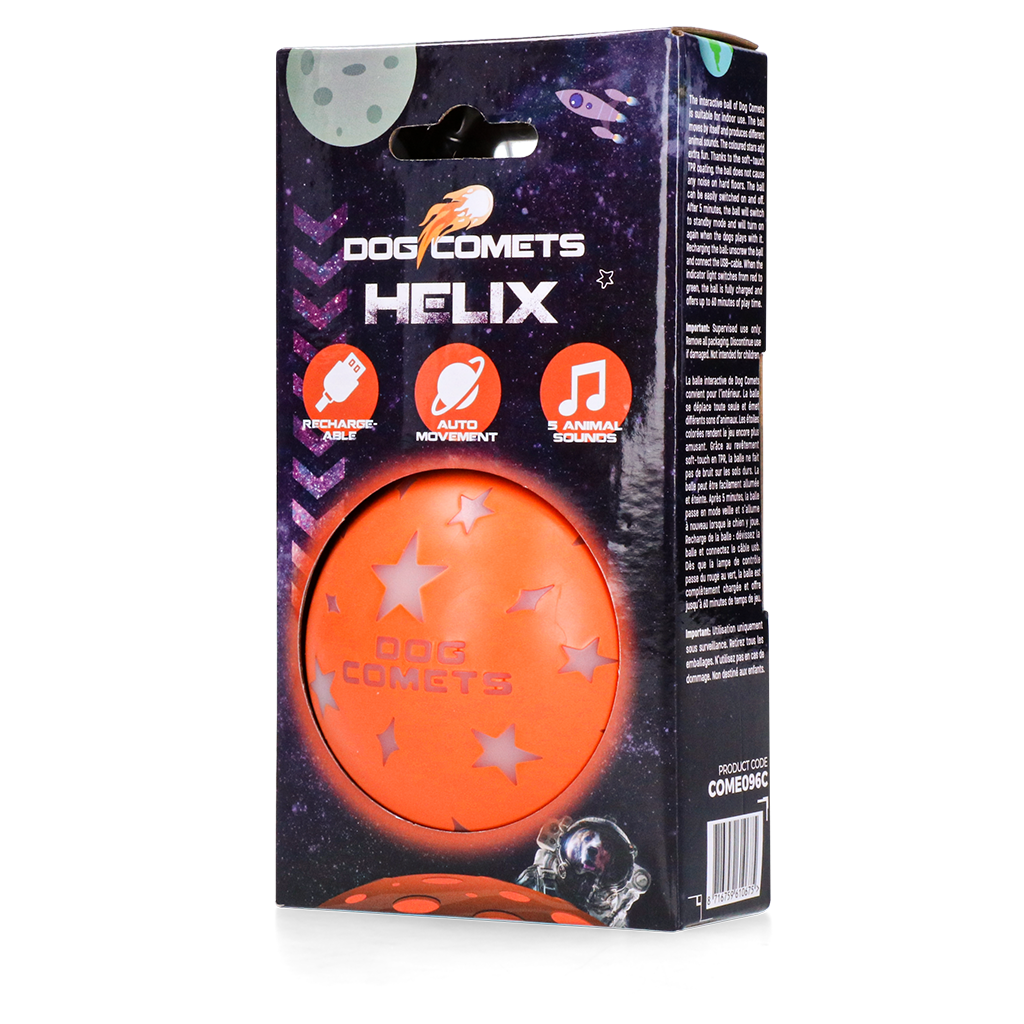 Dog Comets Hundespielzeug Helix, interaktiv, orange, USB-aufladbar