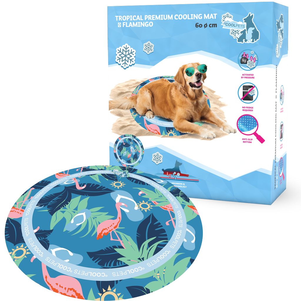 CoolPets Kühlmatte Hund, Flamingo, Ø 65 cm