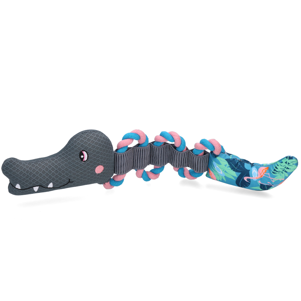 Coolpets Hundespielzeug, Flamingo, mit Seil, wasserfüllbar, schwimmfähig, Quietschfunktion