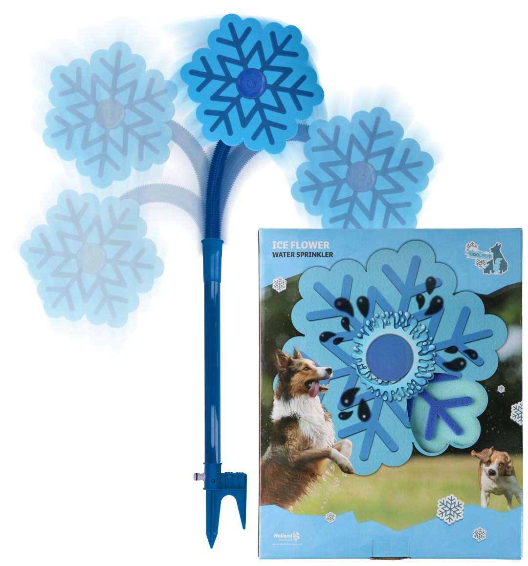 CoolPets Wassersprüher für Hunde, Stange 52 cm, Blütendurchmesser Ø 28 cm