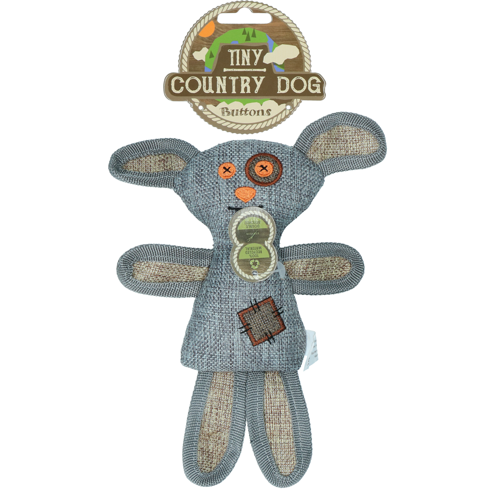 Country Dog Hundespielzeug Tiny Buttons, Leinenstoff, recycelter Kunststoff, für kleine Hunde