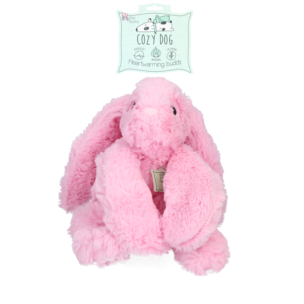 Hundekuscheltier mit Herzschlagfunktion, Wärmefunktion, Lavendelduft, rosa, 30 x 20 cm