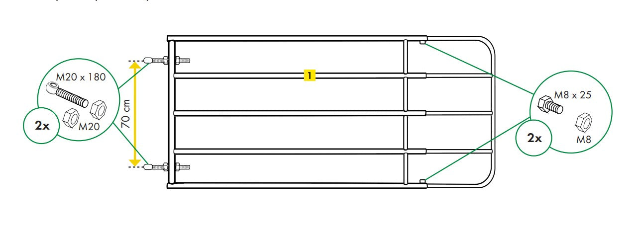 Compact-Weidezauntor verstellbar Höhe 1,10 m, verschiedene Längen