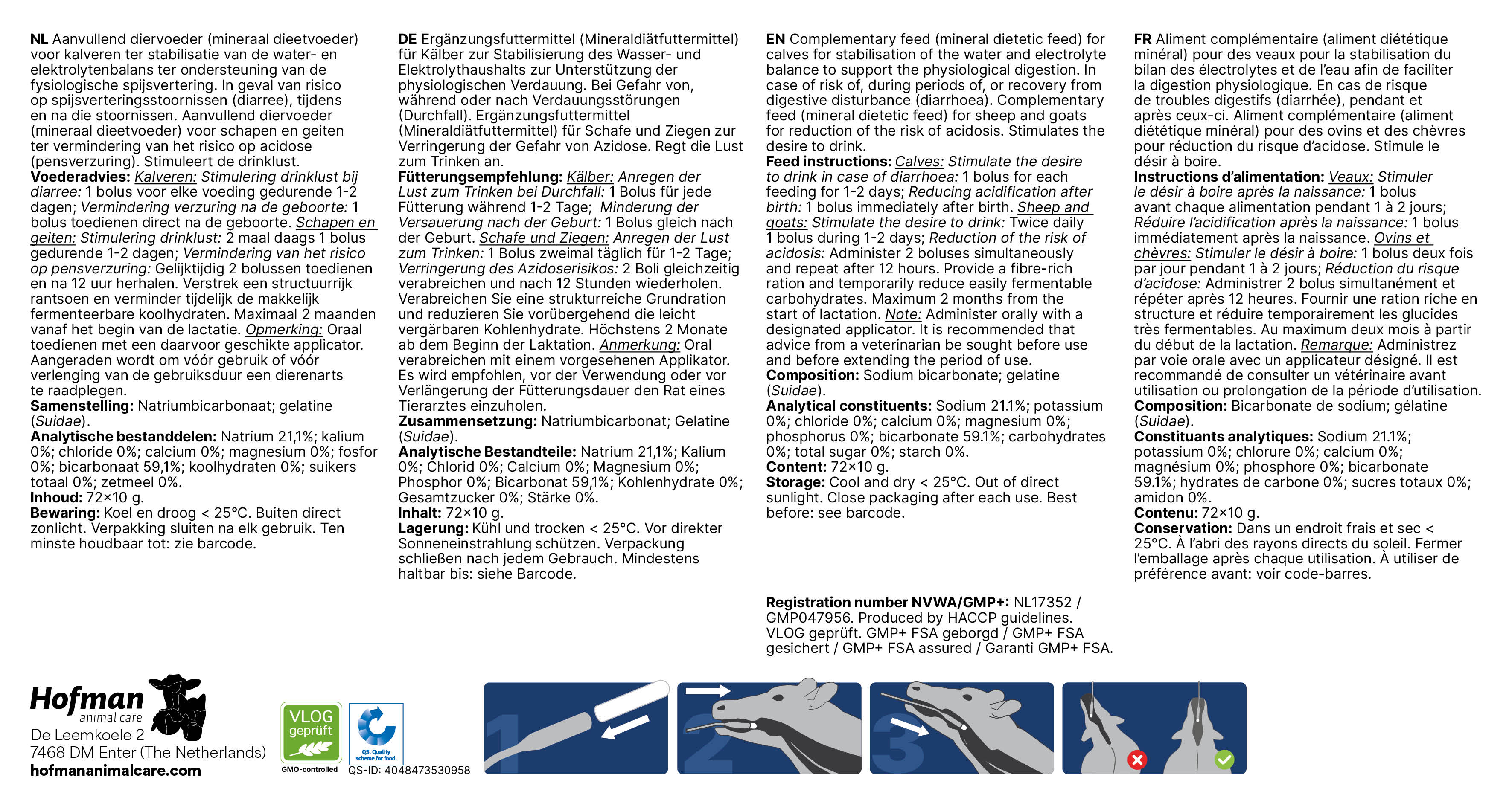 Excellent D-Bolus, Bikarbonat, für Kälber, Schafe und Ziegen, 72 Stk