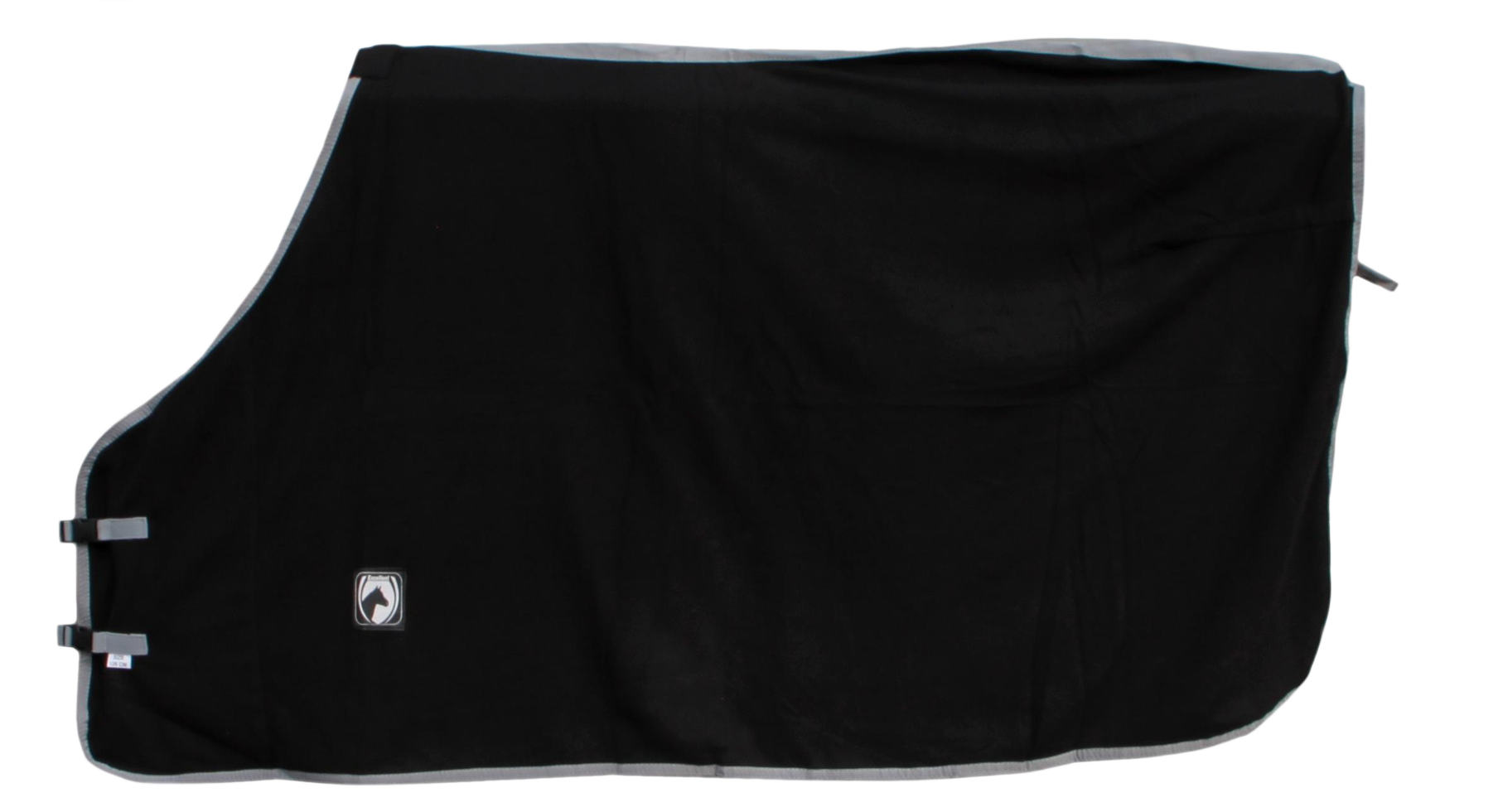 Excellent Fleecedecke, schwarz/grau, 135 × 185 cm, 100 % Polyester, Clipverschluss, Schweifkordel