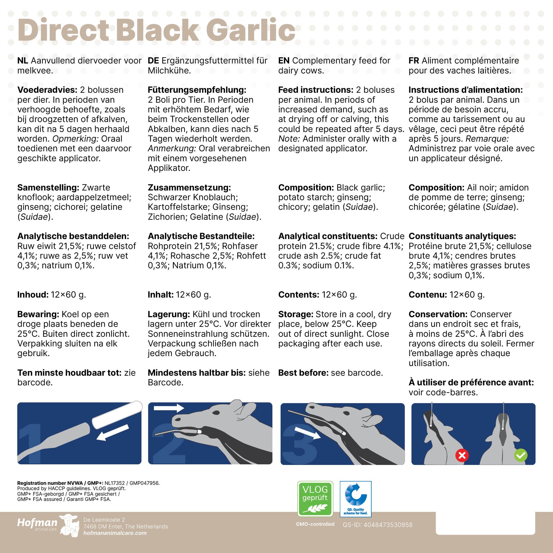 Direct Black Garlic Bolus, Ergänzungsfuttermittel für Milchvieh, 12 x 60 g