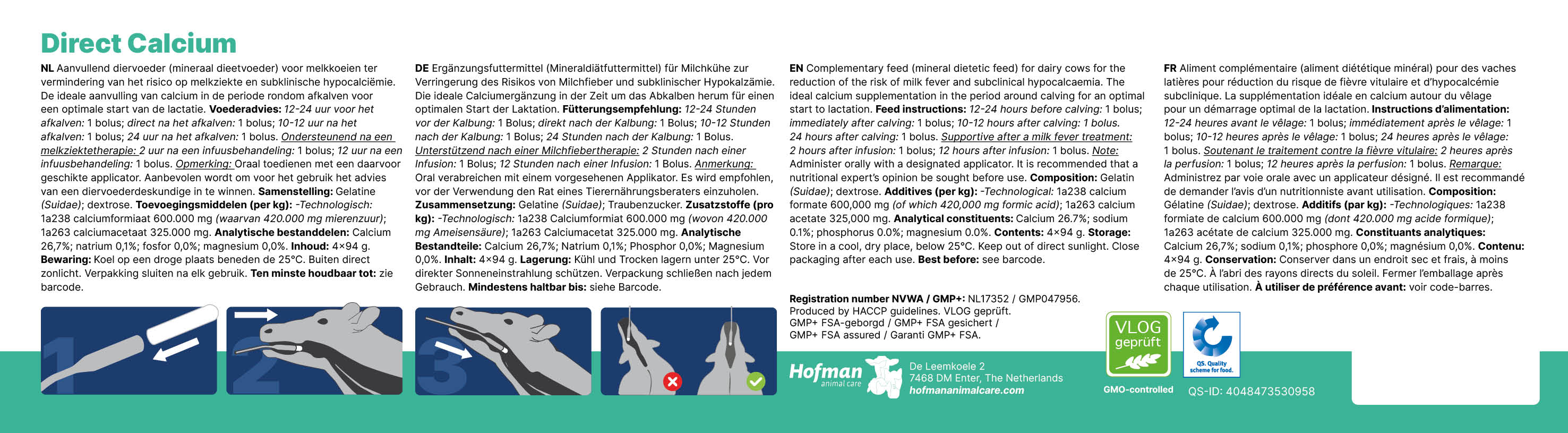 Calcium Bolus, Milchkühe, Kalbephase, 4 x 94 g