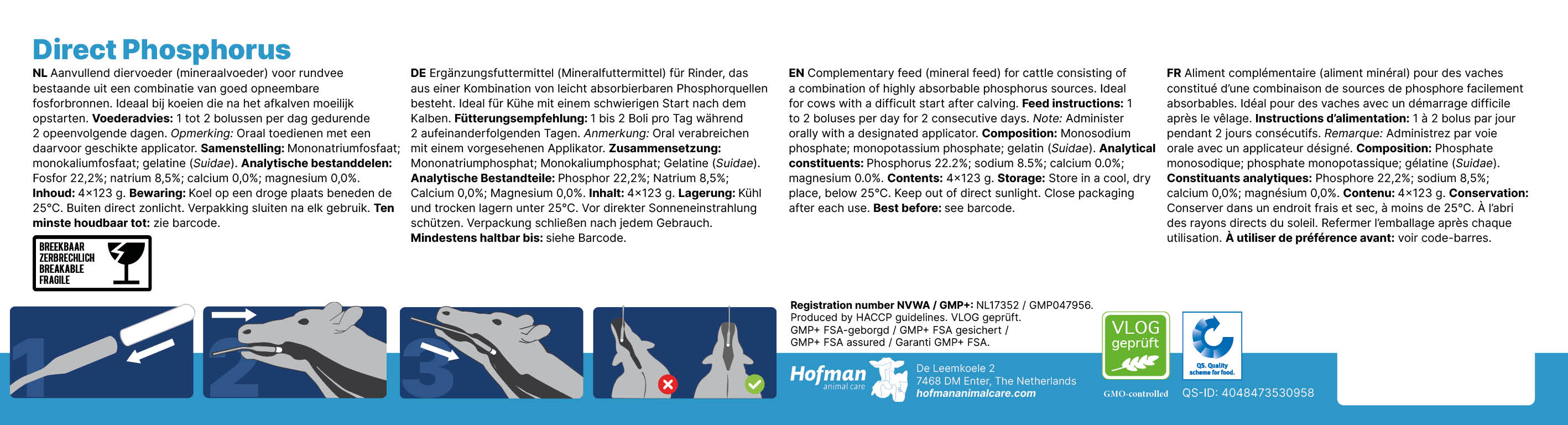 Direct Phosphorus für Kühe nach dem Abkalben, 4 x 123 g