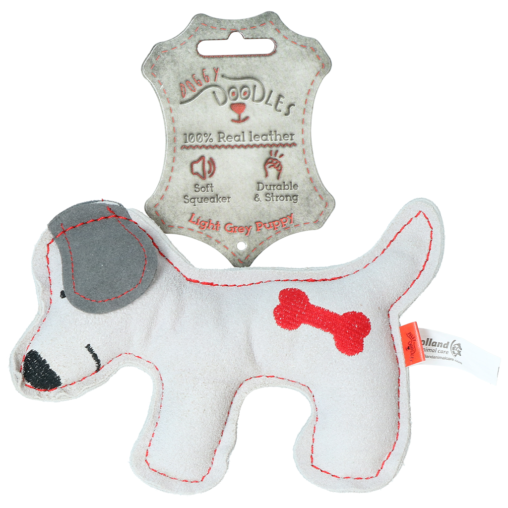 Doggy Doodles Hundespielzeug Esel, Rindsleder, Welpen, hellgrau