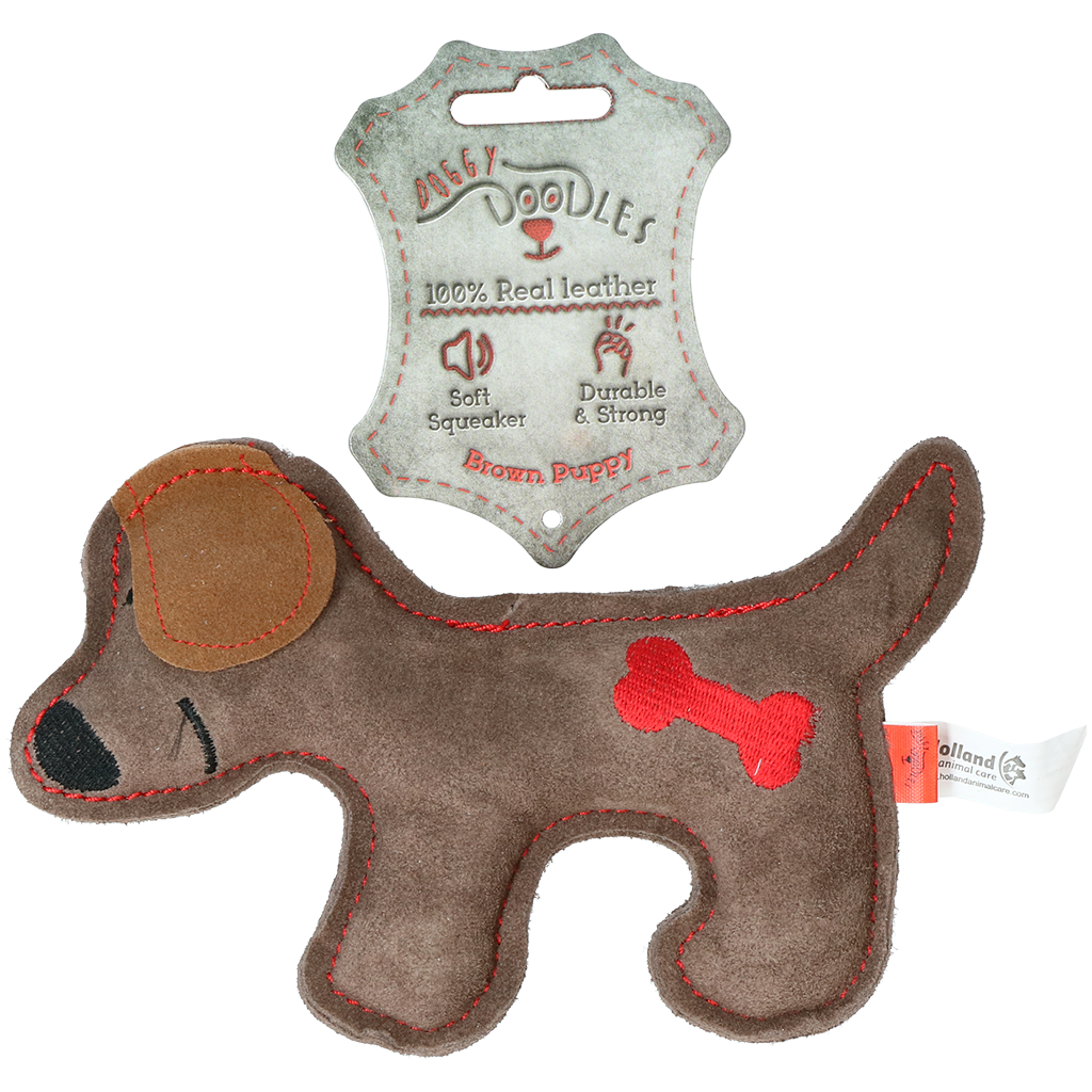 Hundespielzeug Esel, Rindsleder, lautarm, braun, für Welpen