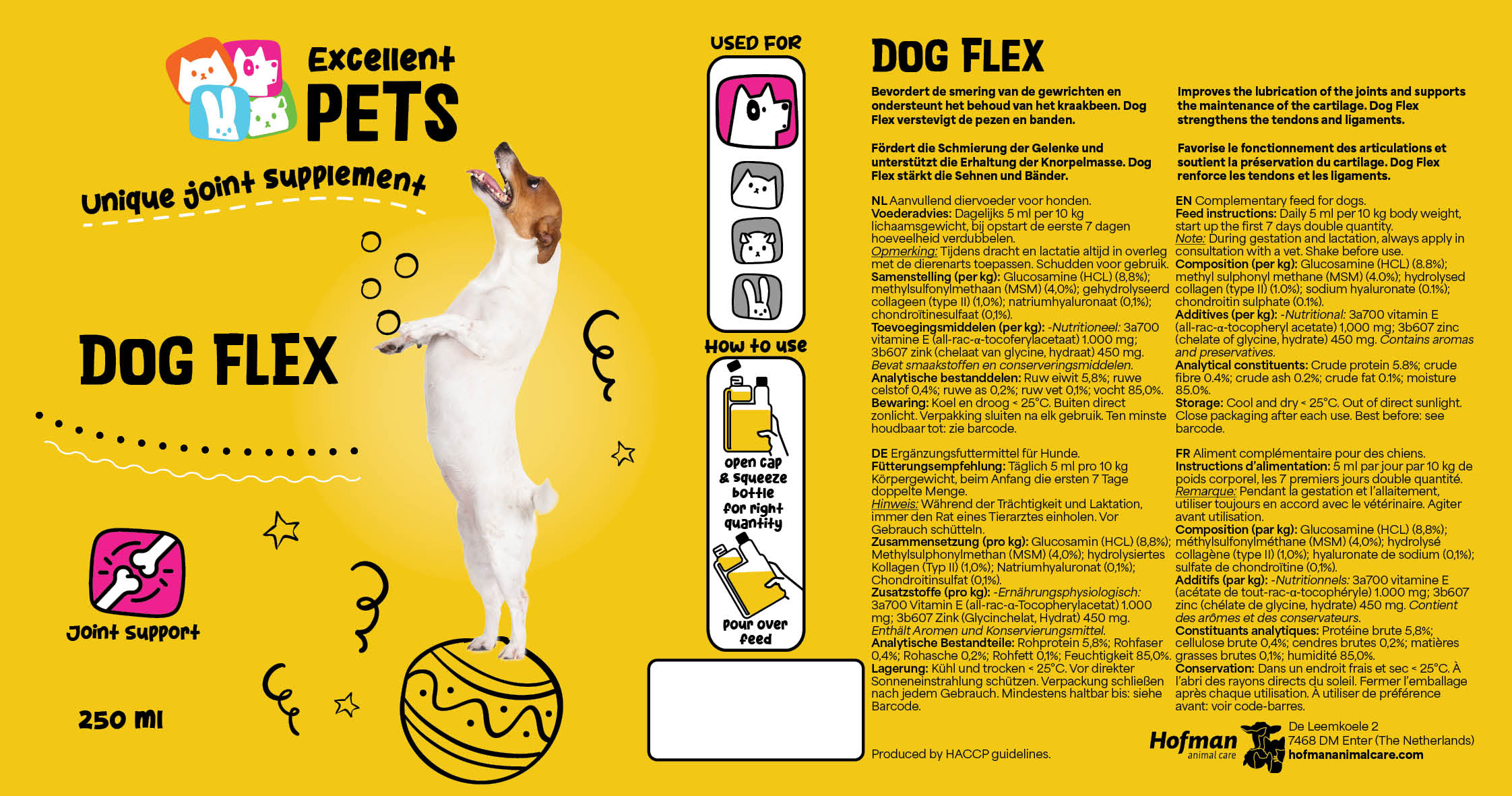 Excellent Pets Dog Flex, Ergänzungsfuttermittel für Hunde, Gelenke, 250 ml