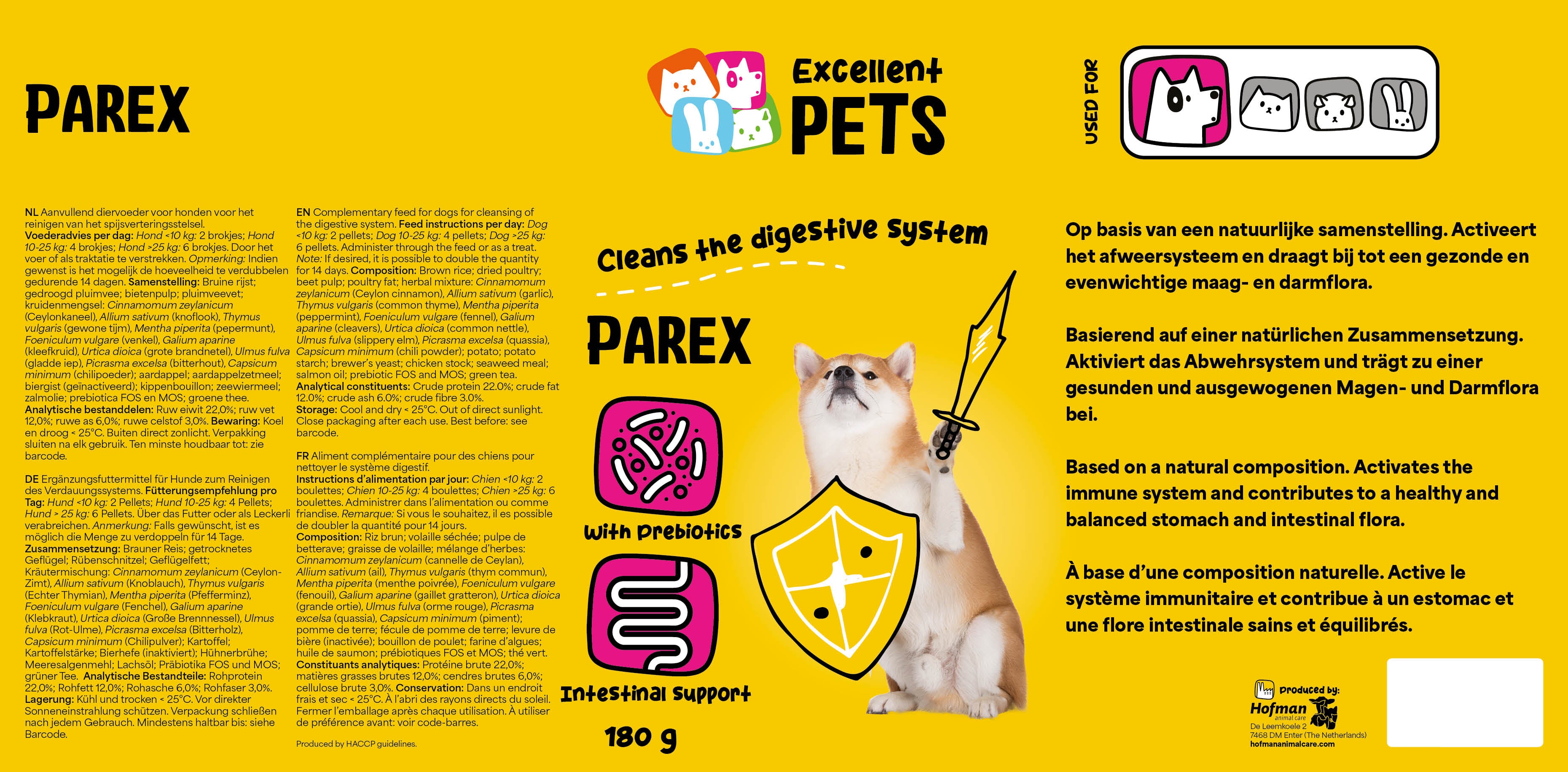 Excellent Pets Dog Parex, Ergänzungsfuttermittel für Hunde, 180 g