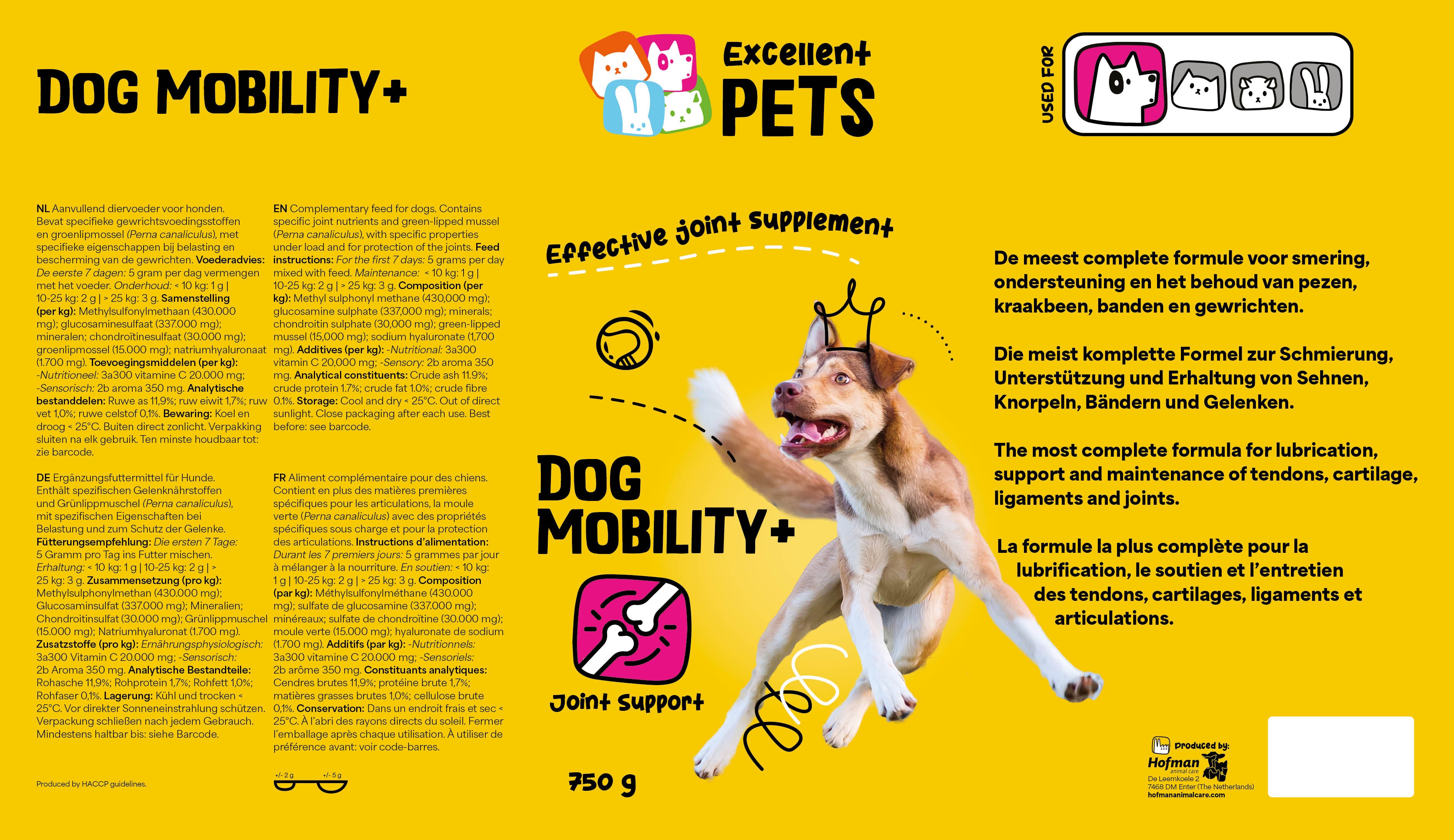 Excellent Pets Dog Mobility+, Pulver, 750 g