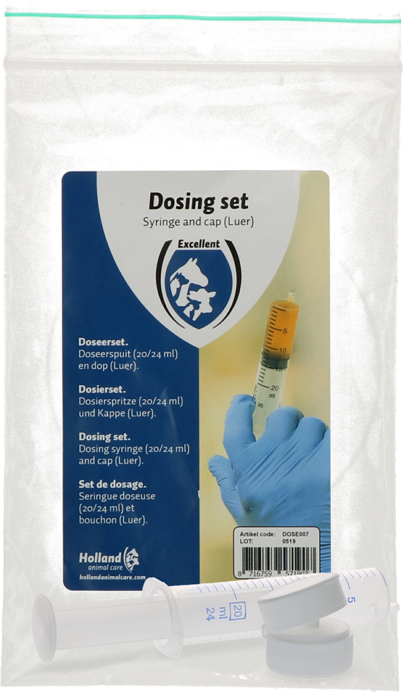 Dosierset, Spritze 20/24 ml, Luer-Kappe, für Tierbehandlung