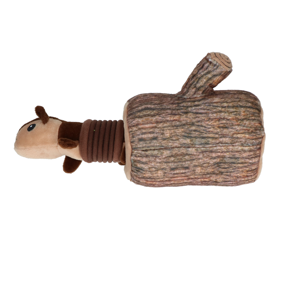 Hundespielzeug, Plüsch, mit 2 Quietschern, flexible Feder, 24 x 24 cm