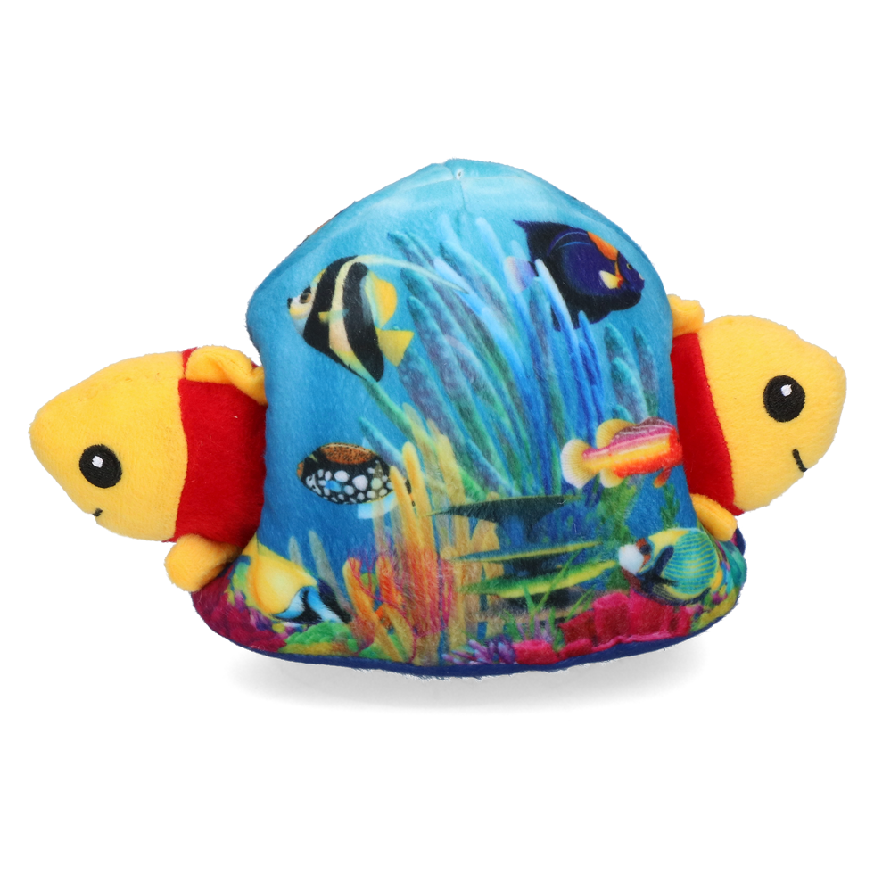 Hundespielzeug, Plüsch, mit Quietschfunktion, 2 kleine Tiere an Feder, 24 x 24 cm