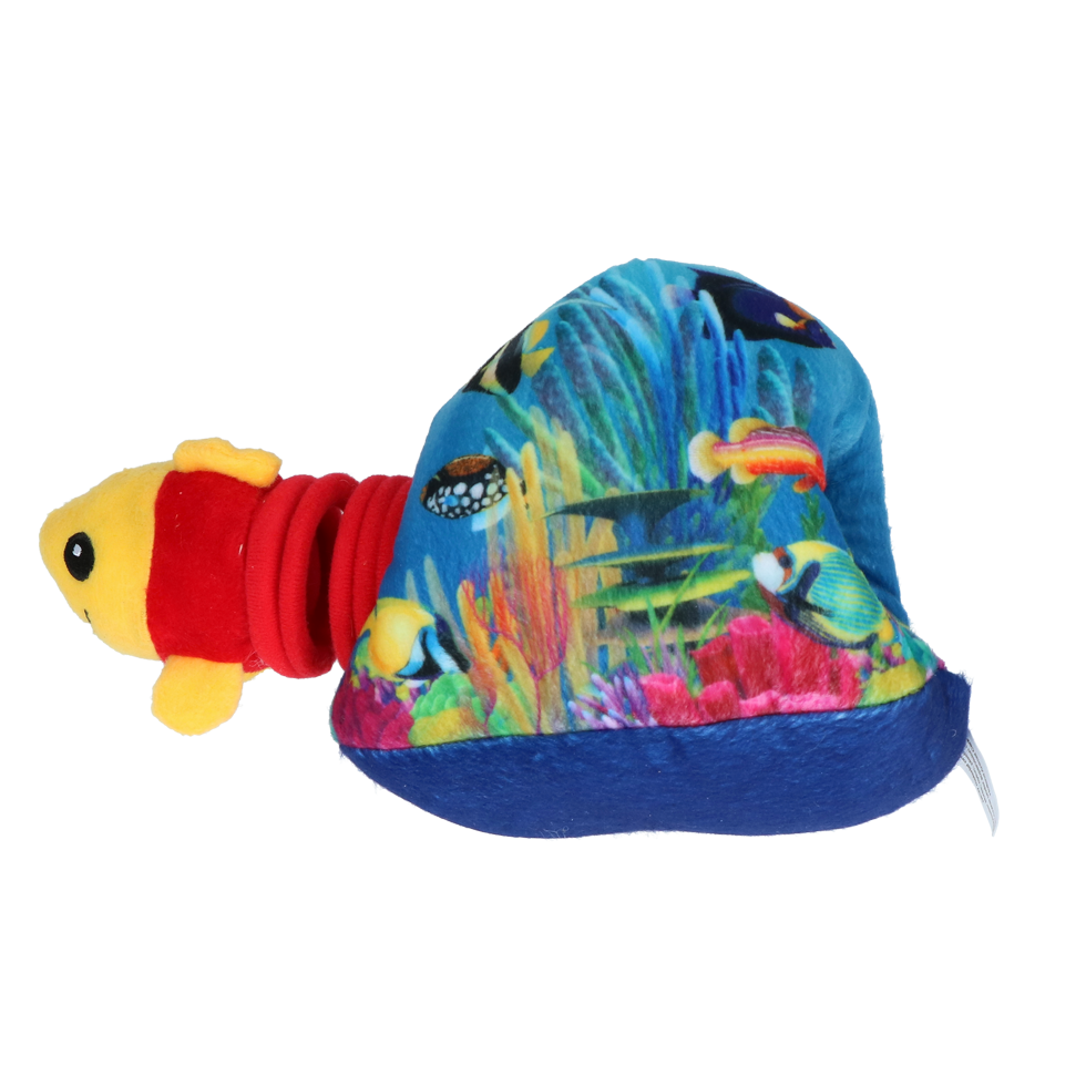 Hundespielzeug, Plüsch, mit Quietschfunktion, 2 kleine Tiere an Feder, 24 x 24 cm