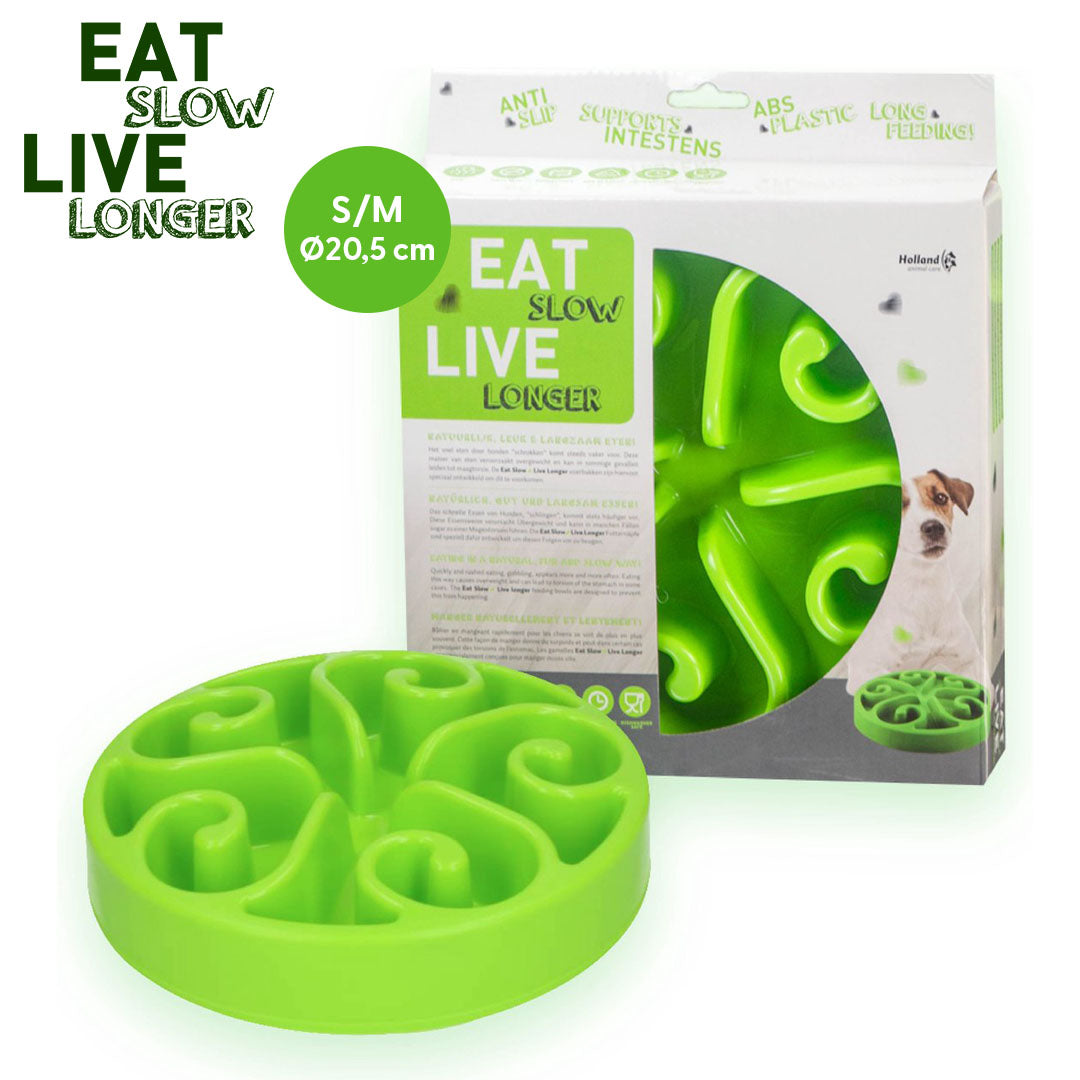 Eat Slow Live Longer Anti-Schlingnapf, Original, grün, S, 20,5 x 5 cm