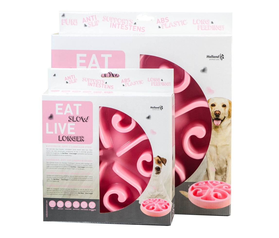 Eat Slow Live Longer Anti-Schlingnapf, S, Rosa, 20,5 x 5 cm