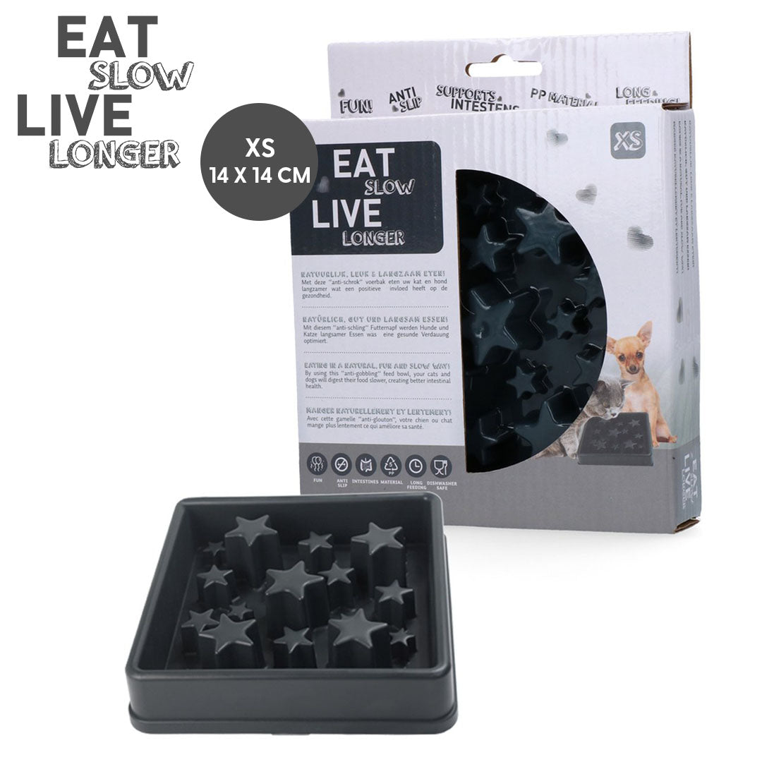 Eat Slow Live Longer Anti-Schlingnapf, Star, grau, XS, Ø 14 cm