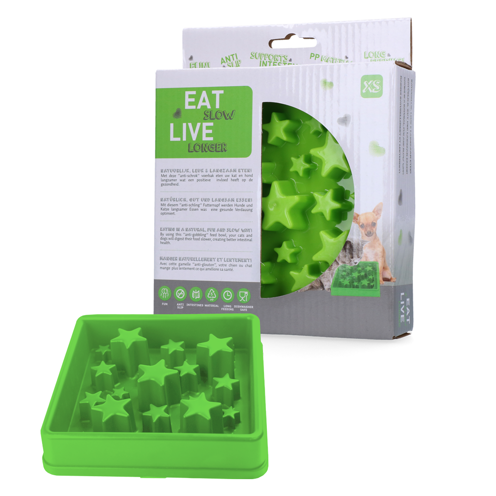 Eat Slow Live Longer Anti-Schlingnapf, Hund, Katze, grün, XS, Ø 14 cm