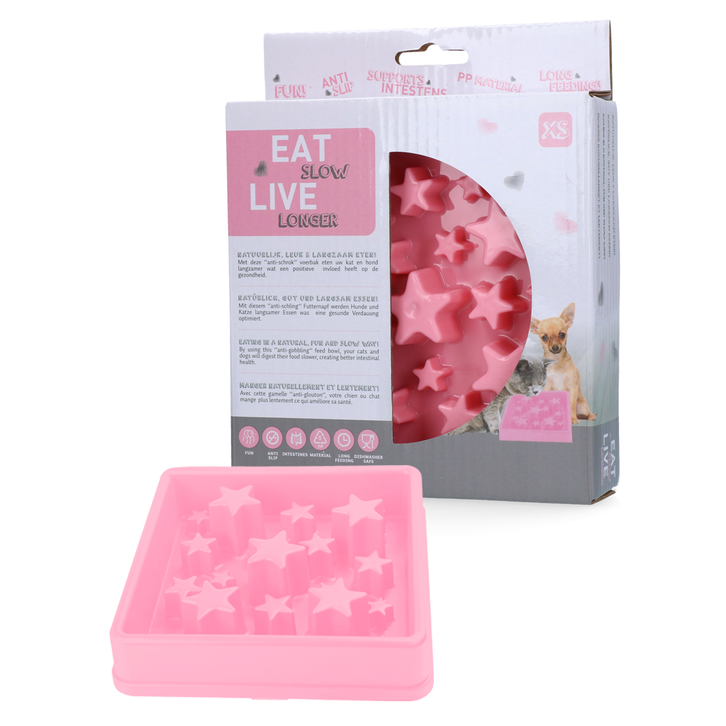 Eat Slow Live Longer Anti-Schlingnapf, Ø 14 cm, XS, rosa