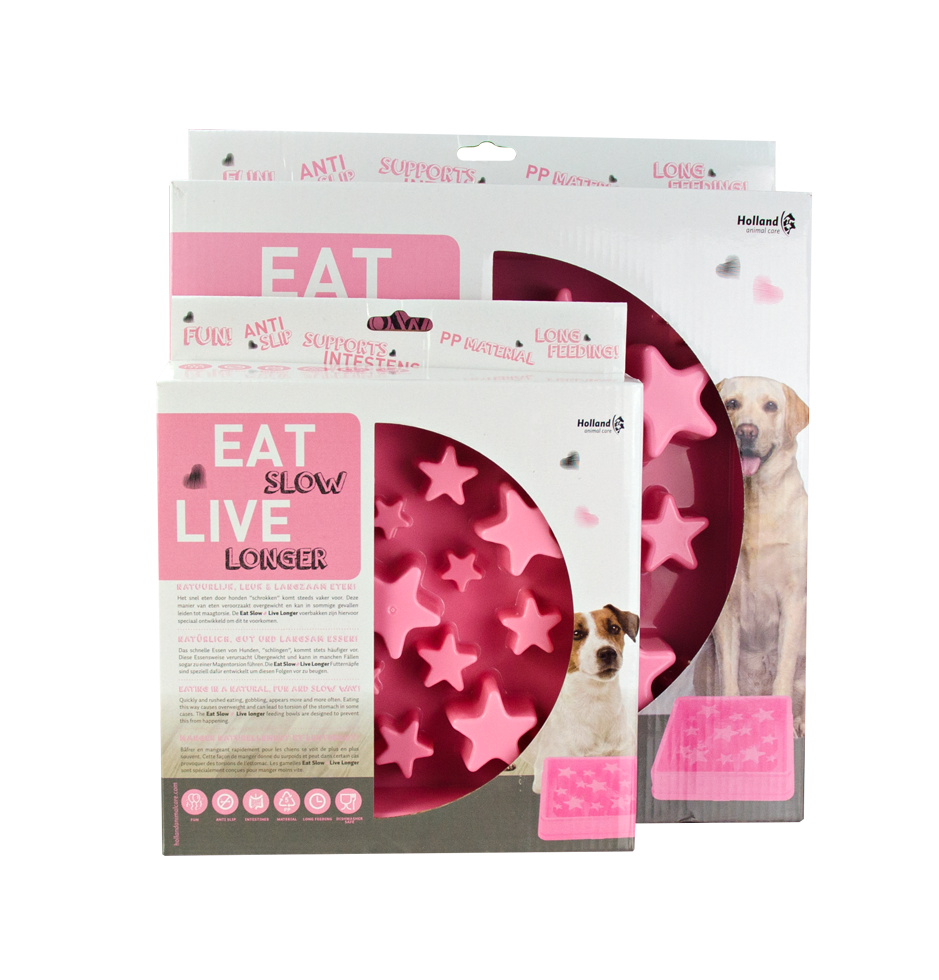 Eat Slow Live Longer Anti-Schlingnapf, Spiralmuster, Ø 20,5 cm, Rosa, S