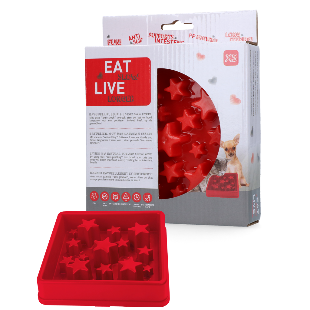 Eat Slow Live Longer Anti-Schlingnapf, Spiralmuster, Rot, XS, Ø 14 cm