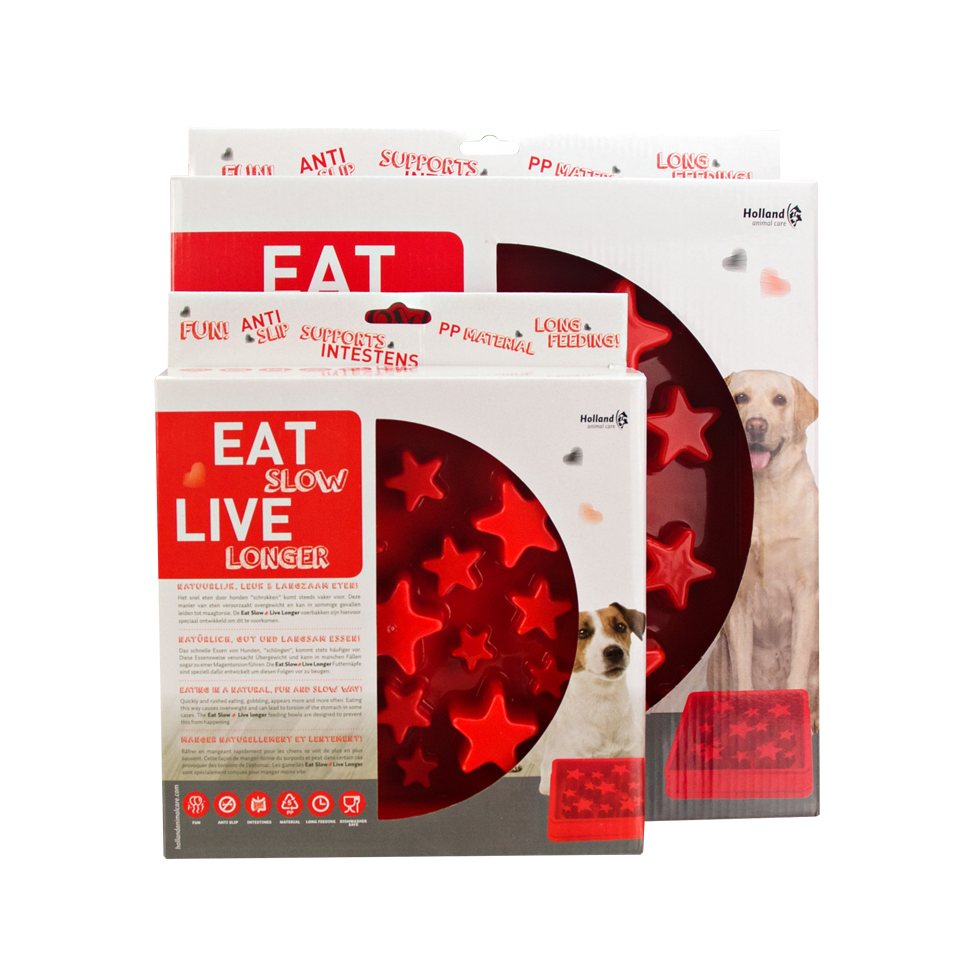 Anti-Schlingnapf Eat Slow Live Longer Star, Rot, Ø 30 cm, Größe L