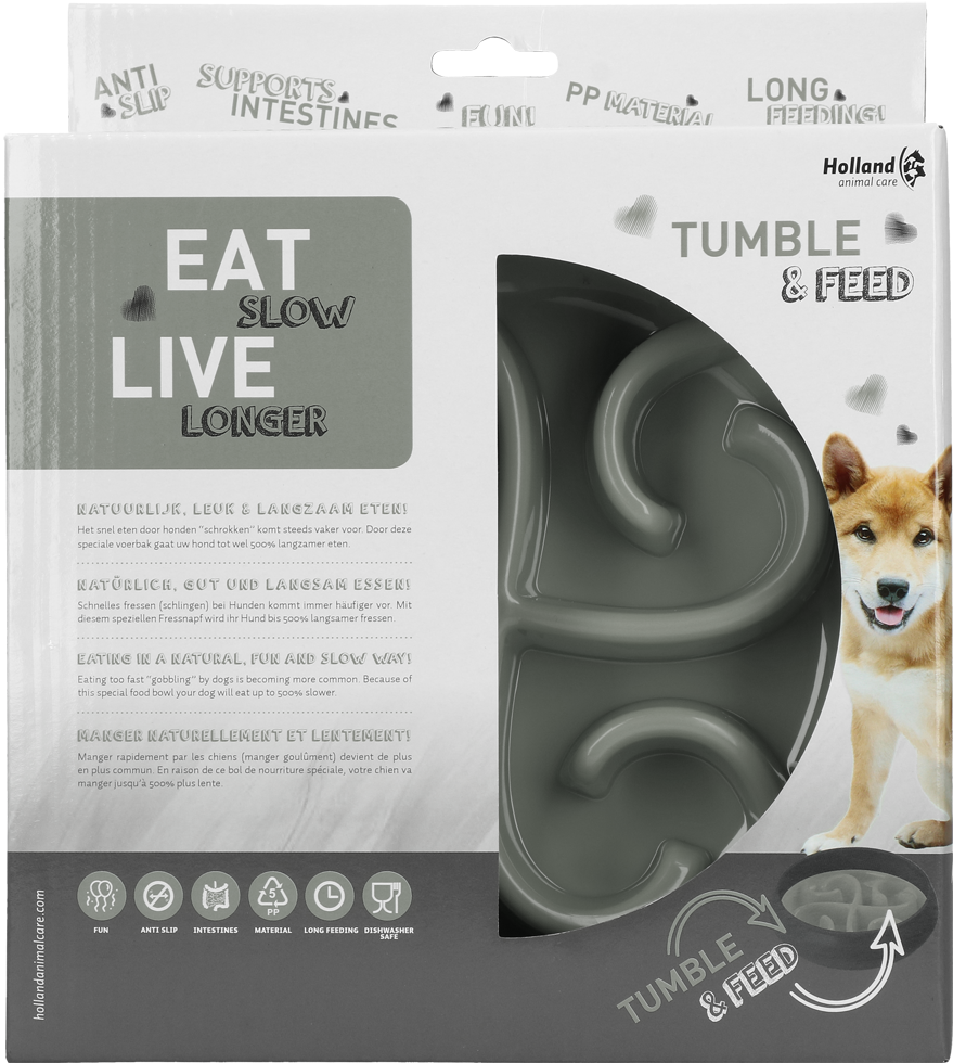 Eat Slow Live Longer Anti-Schlingnapf, Tumble Feeder, grau, Ø 20 cm