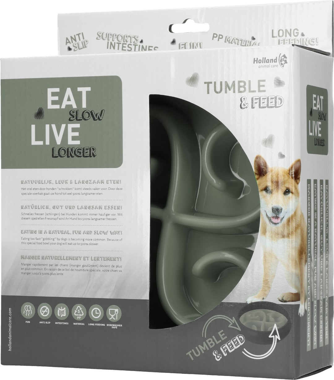 Eat Slow Live Longer Anti-Schlingnapf, Tumble Feeder, grau, Ø 20 cm